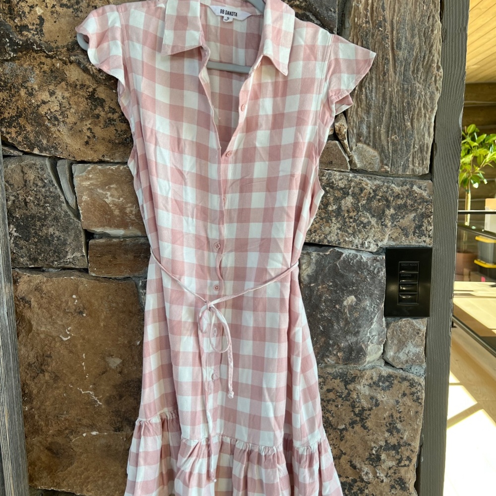 BB Dakota Pink and white checkered summer dress